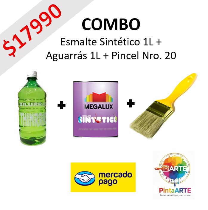 Combo "Viejo Pintame la Reja"! Combo Esmalte Sintético + Aguarrás + Pincel Nro20