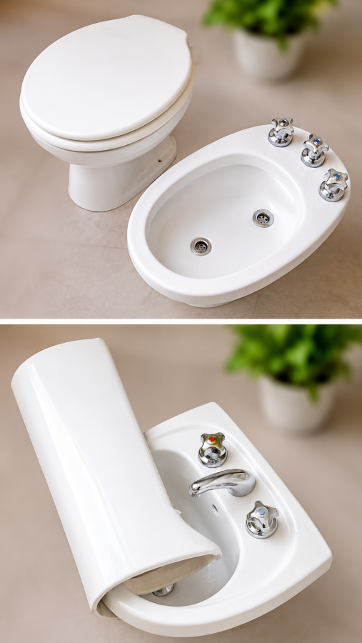 Combo inodoro, bidet y lavatorio ferrum con griferia fv (usado)
