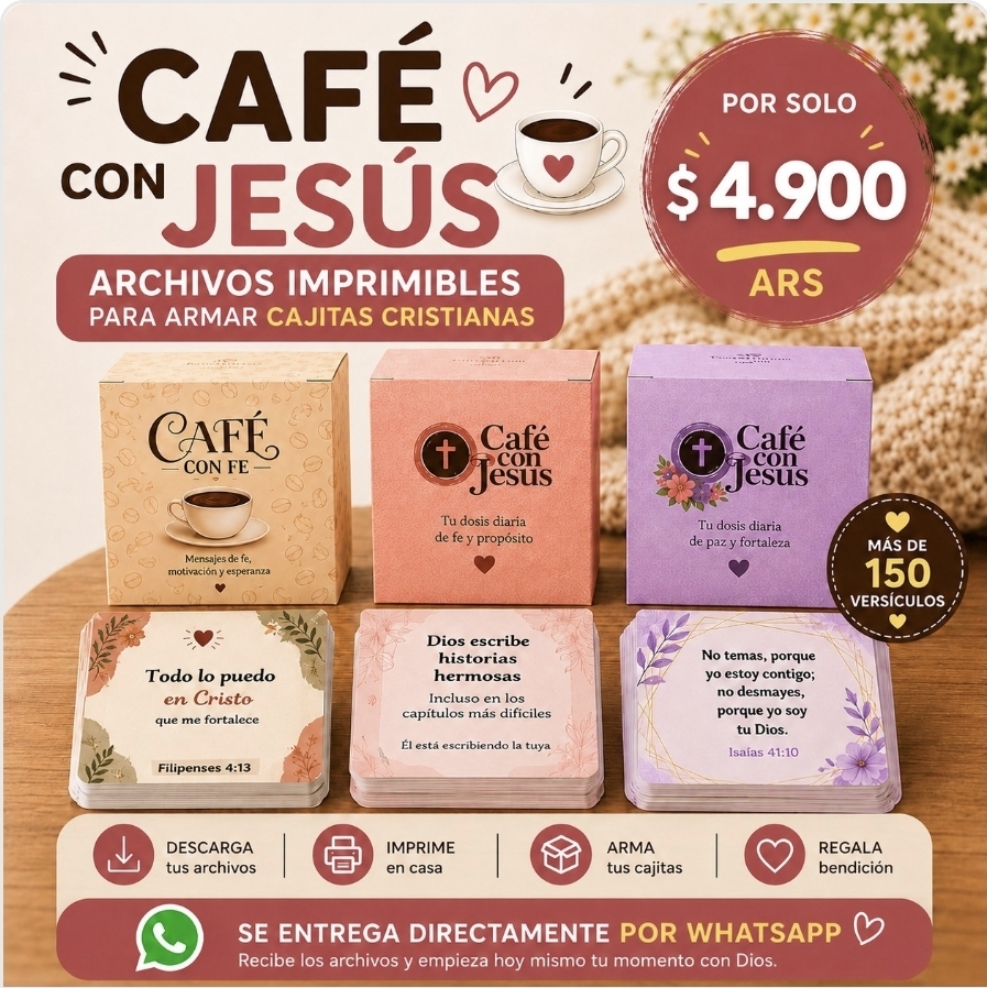 Café con Jesús | Archivos imprimibles | Para armar cajitatas cristianas