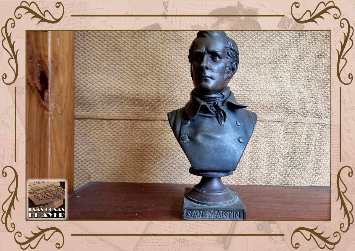 Magnifico busto petit bronce del Grl San Martin