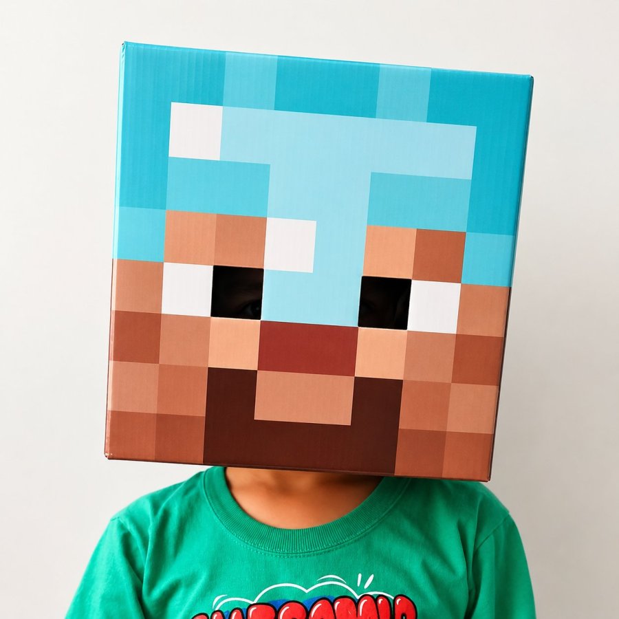 Máscara de Cabeza tipo Minecraft Steve Celeste Diamante My Armorcraft, foto 2 de 3