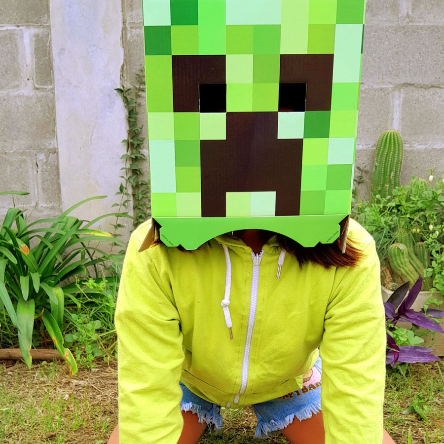 Máscara de Cabeza tipo Minecraft Creeper Verde My Armorcraft, foto 2 de 3