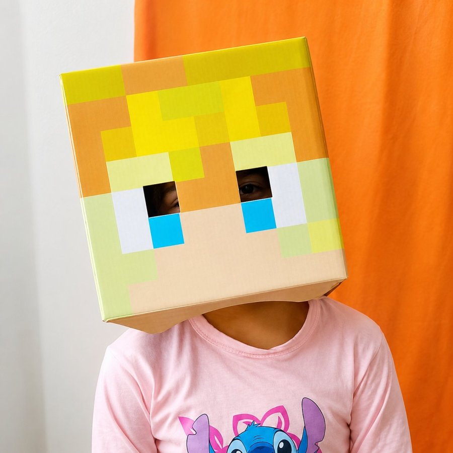 Máscara de Cabeza tipo Minecraft Mike Amarillo Oro My Armorcraft