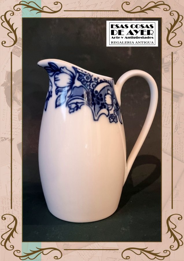 Cafetera y lechera Verbano blanca y azul, foto 3 de 3