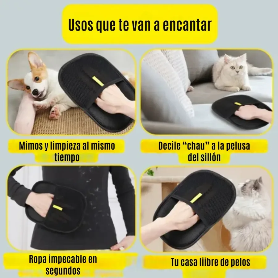 Manopla Guante Saca Pelo Mascotas Ropa Tapizados, foto 3 de 3