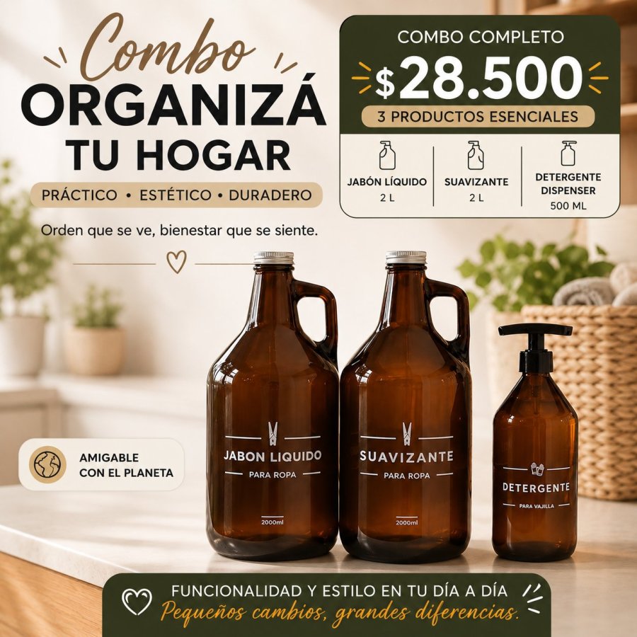 SET BOTELLONES Jabon Liquido Suavizante Detergentero