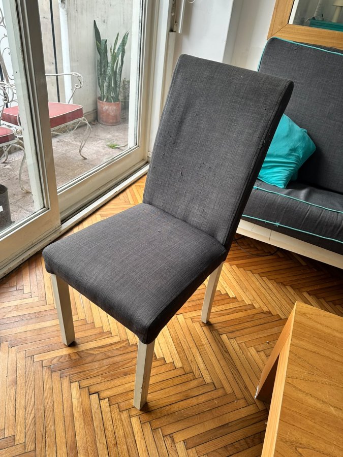 Sillas de Comedor Tapizadas Gris – Patas Blancas – 6 Disponibles