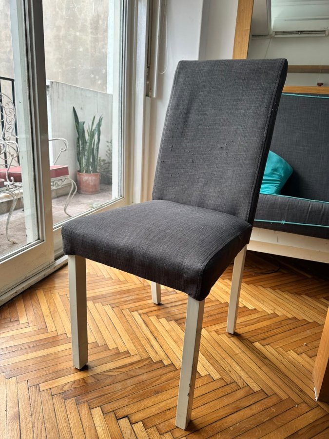 Sillas de Comedor Tapizadas Gris – Patas Blancas – 6 Disponibles, foto 3 de 3
