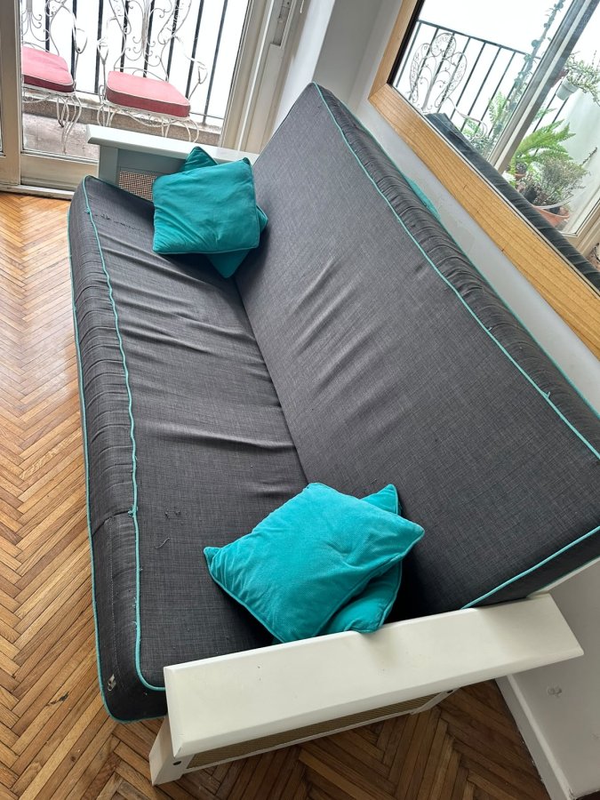Sillón Cama 3 Cuerpos Gris + Estructura de Madera Blanca, foto 2 de 3