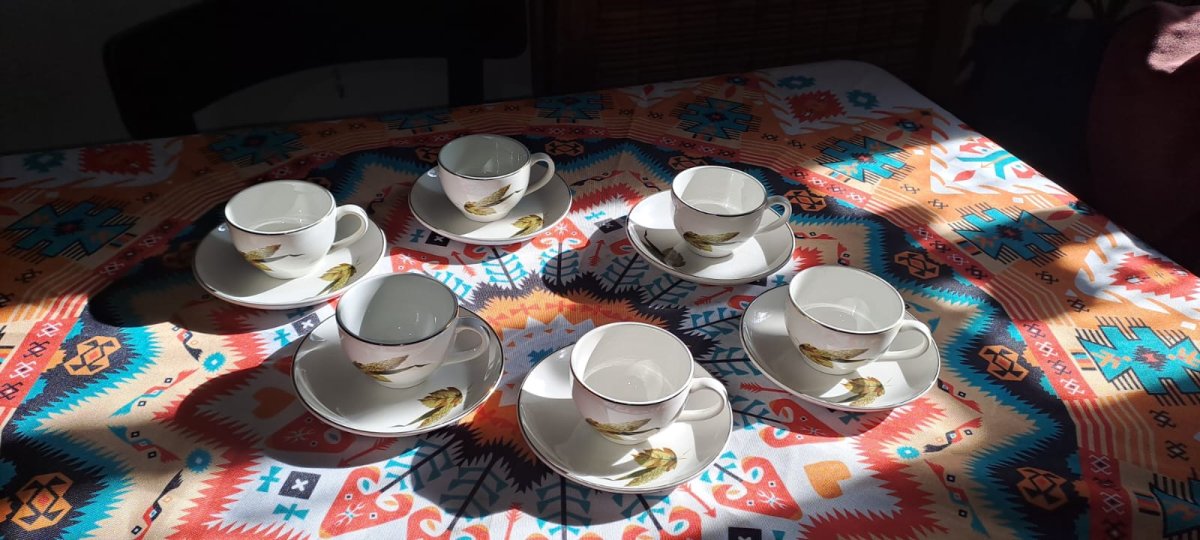 Juego de 6 tazas y platos de café - Vintage - PORCELANA "HARTFORD"