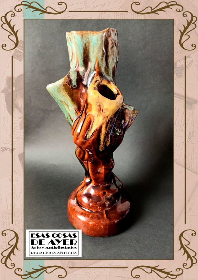 Florero de ceramica imitacion tronco