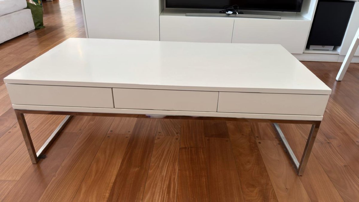 Mesa Ratona Laqueada 1,20 x 0,60 con 3 Cajones - Maciza Carpintería a Medida - Patas Cromadas, foto 3 de 3