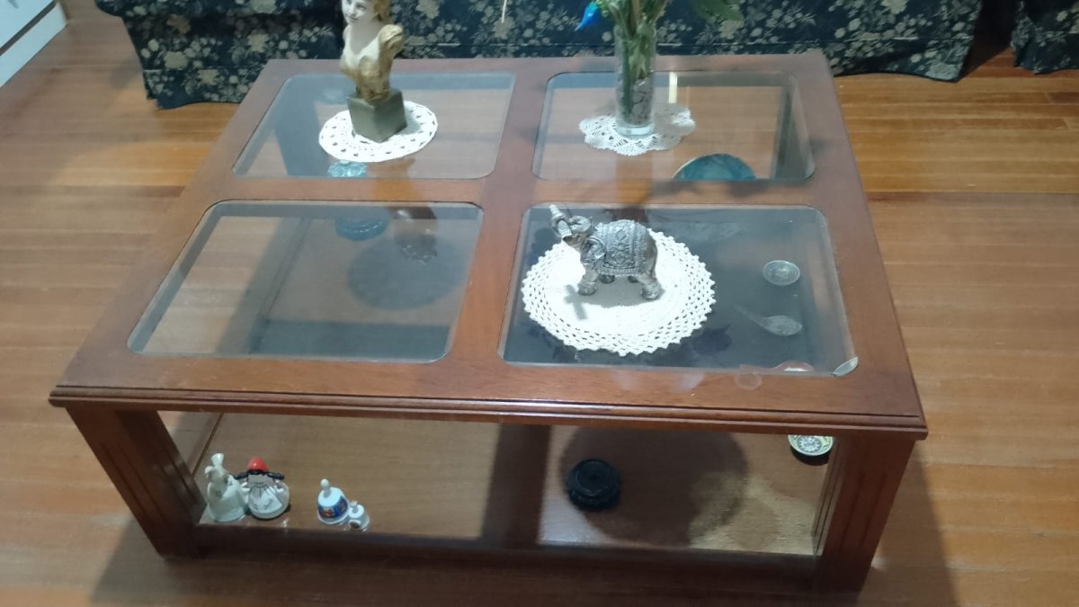 Mesa redonda de madera de roble y seis sillas -mesa ratona de madera de roble