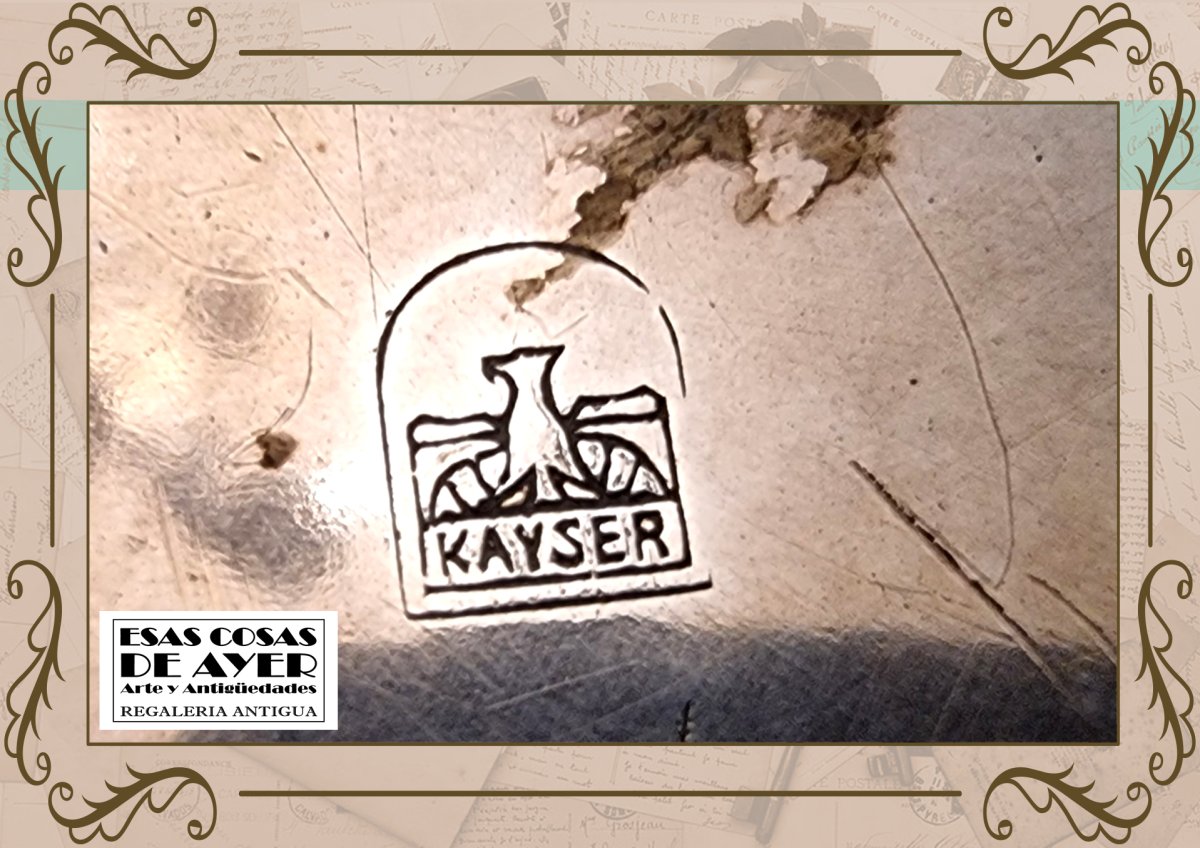 Magnifico portamacetas en peltre Art Nouveau Kayser, foto 3 de 3
